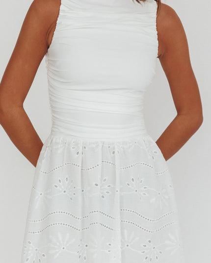 White Sleeveless Eyelet Maxi Dress