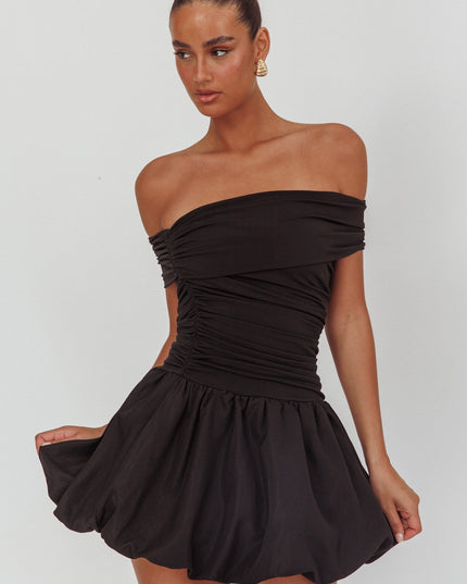 Black Off-Shoulder Mini Dress