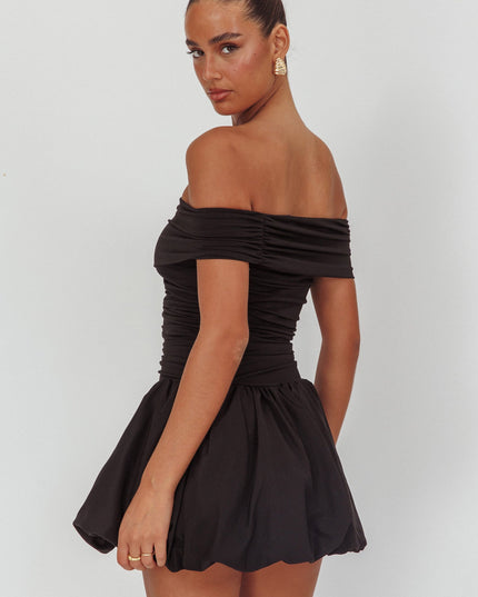 Black Off-Shoulder Mini Dress