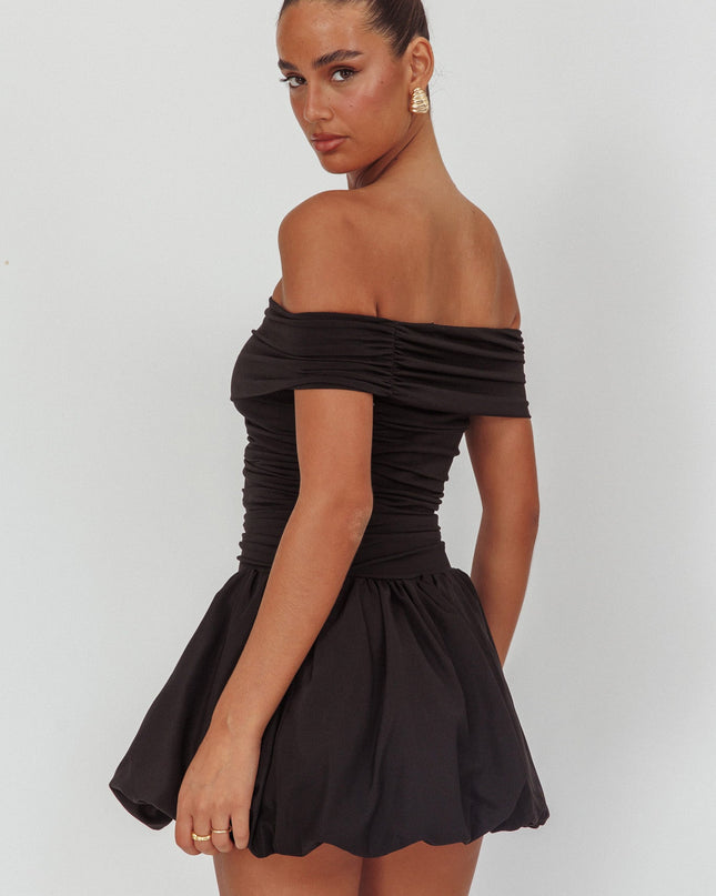 Black Off-Shoulder Mini Dress