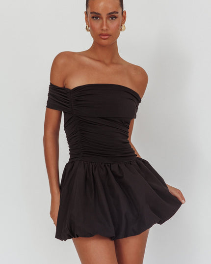 Black Off-Shoulder Mini Dress