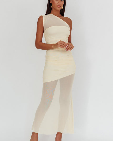 Butter One-Shoulder Sheer Maxi Dress