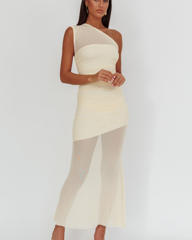Butter One-Shoulder Sheer Maxi Dress