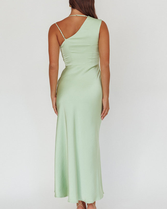 Asymmetric Cowl Neck Maxi Dress Leaf