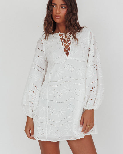 White Long Weekend Eyelet Mini Dress