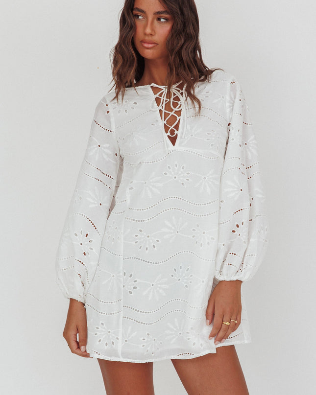 White Long Weekend Eyelet Mini Dress