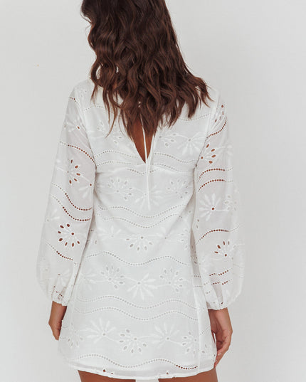 White Long Weekend Eyelet Mini Dress