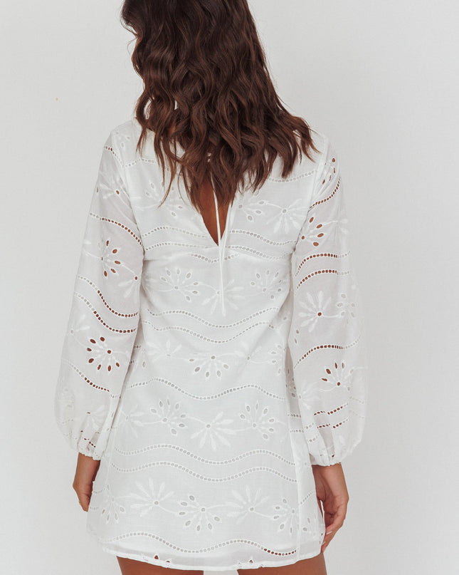 White Long Weekend Eyelet Mini Dress