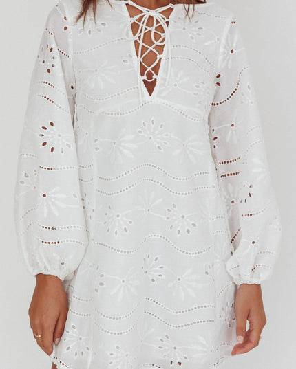 White Long Weekend Eyelet Mini Dress