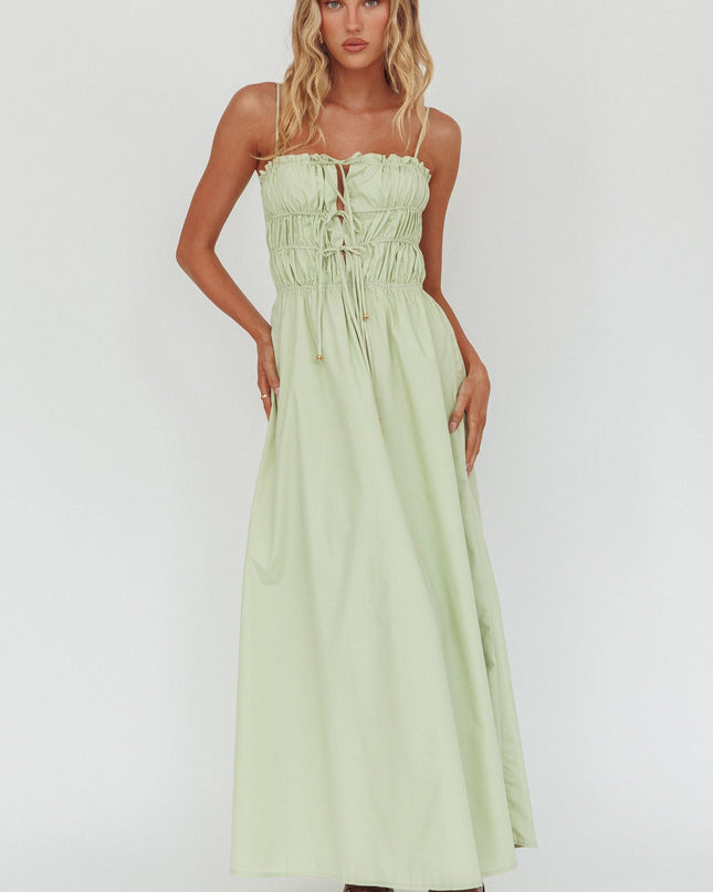Sage Tied Bodice Maxi Dress