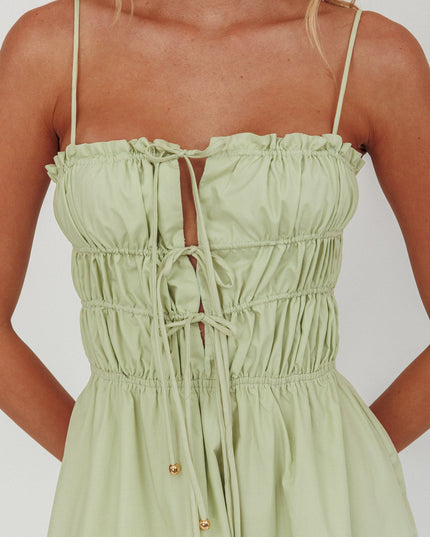 Sage Tied Bodice Maxi Dress