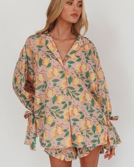 Lemon Tied Cuff Top