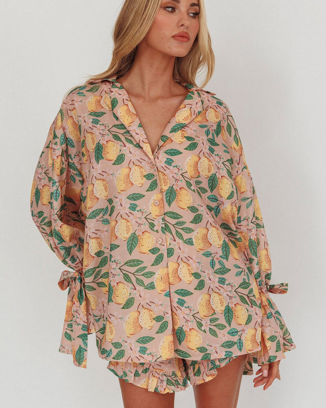 Lemon Tied Cuff Top