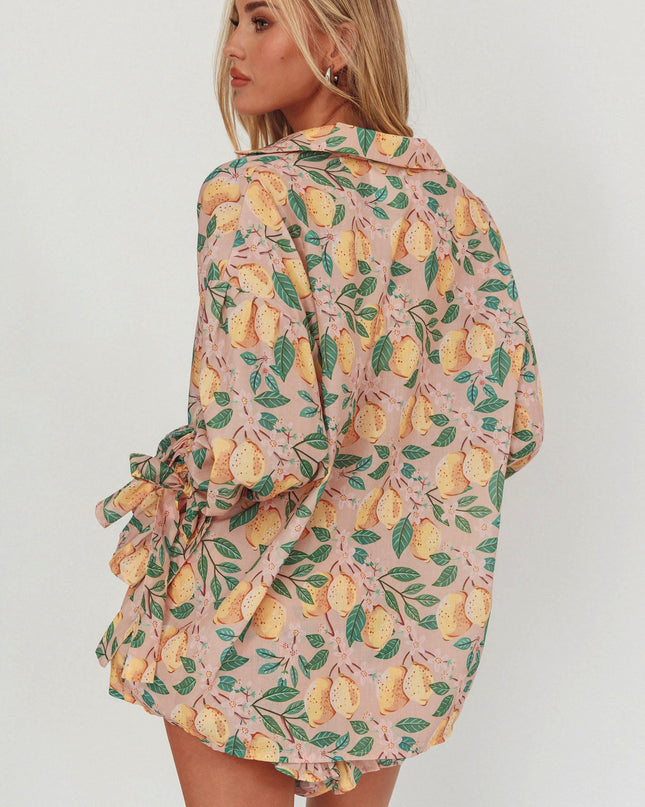 Lemon Tied Cuff Top