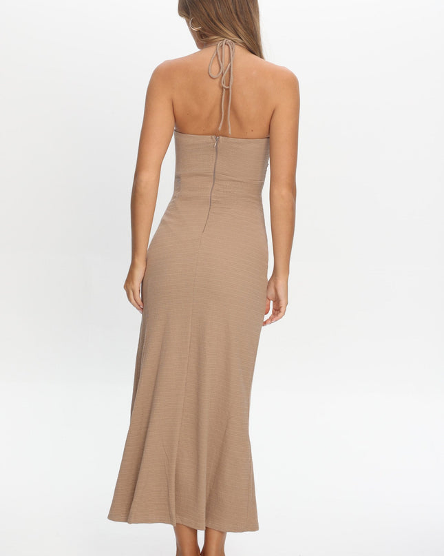 Clay Textured Halter Maxi Dress