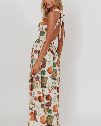 Beige Basque Waist Open Back Maxi Dress Exotic