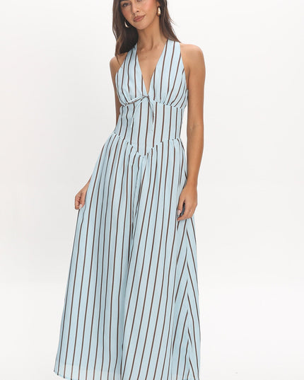 Light Blue Stripe Maxi Dress