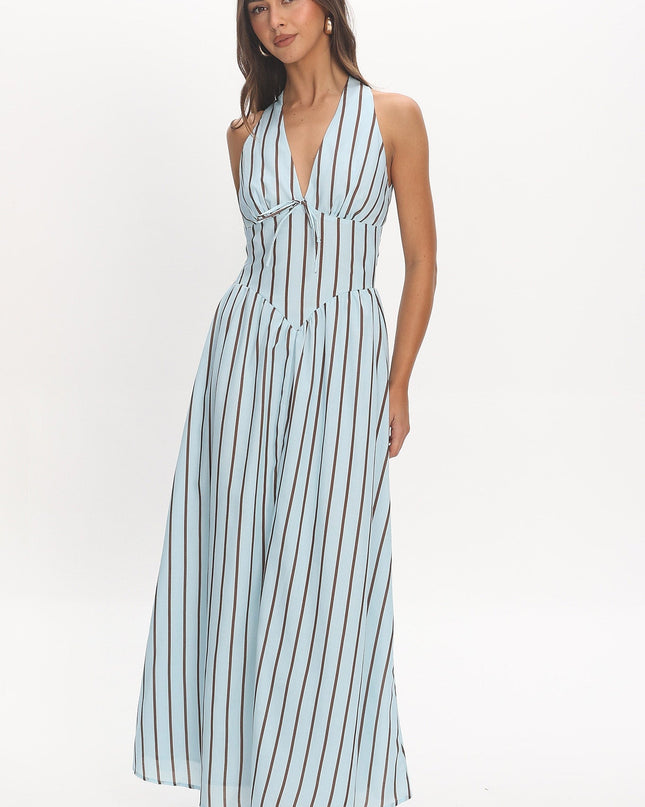 Light Blue Stripe Maxi Dress