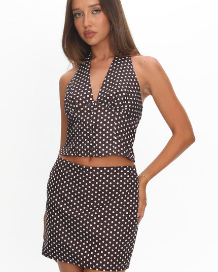 Chocolate Mini Skirt Polka Dot