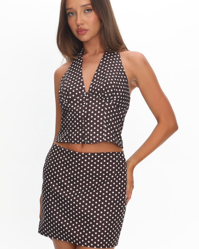 Chocolate Mini Skirt Polka Dot