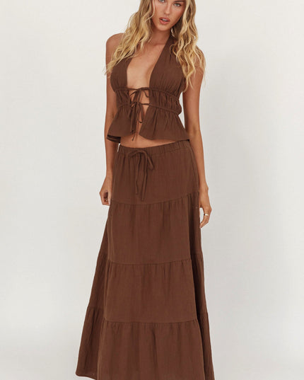 Cocoa Moons Tied Front Halter Top
