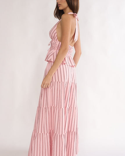 Pink Moons A-Line Maxi Skirt Stripe