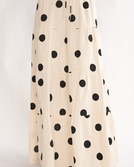 Beige Moons A-Line Maxi Skirt Polka Dot