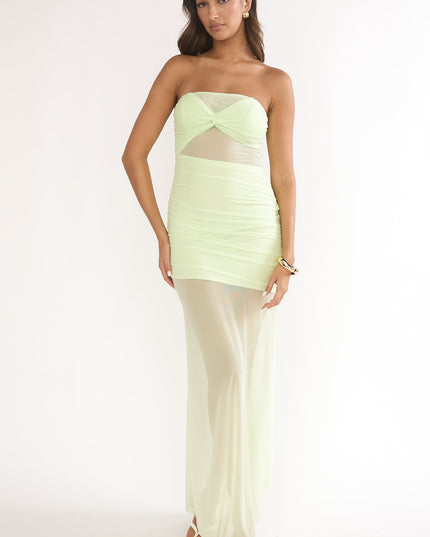 Lime Strapless Sheer Mesh Dress