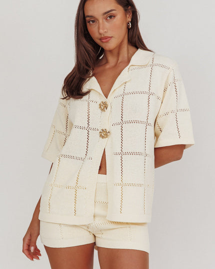 Cream Sailor Knit Shorts