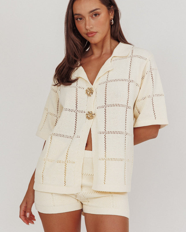 Cream Sailor Knit Shorts