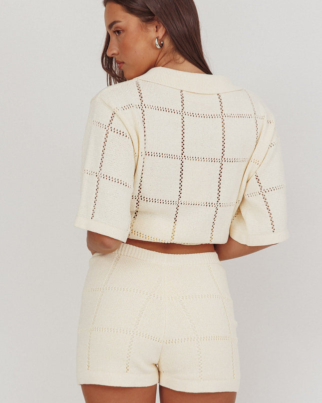 Cream Sailor Knit Shorts