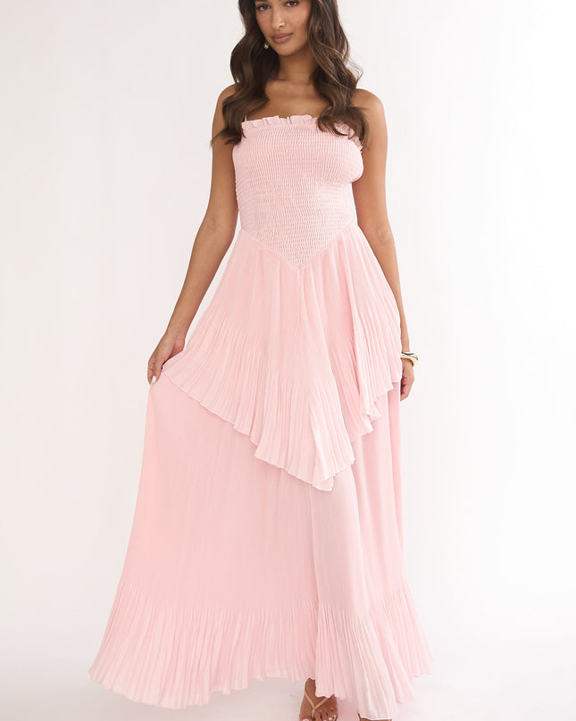 Blush Smocked Layered Maxi Dress