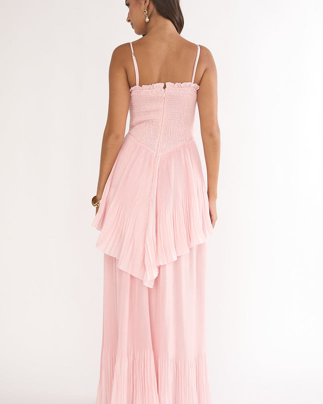Blush Smocked Layered Maxi Dress