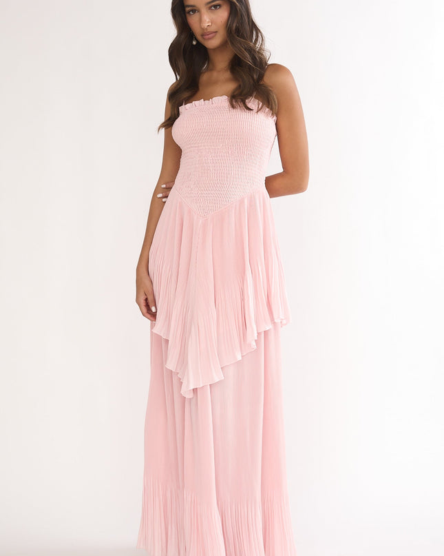 Blush Smocked Layered Maxi Dress
