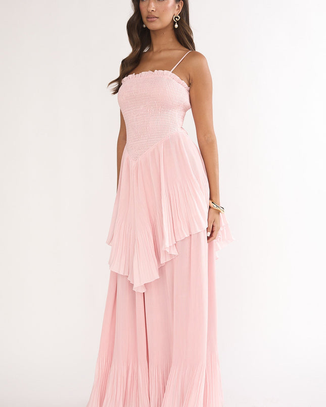 Blush Smocked Layered Maxi Dress