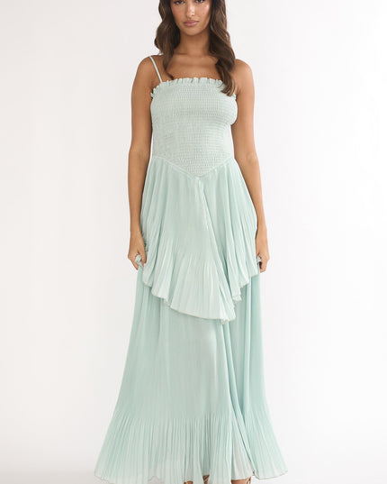 Sage Smocked Layered Maxi Dress