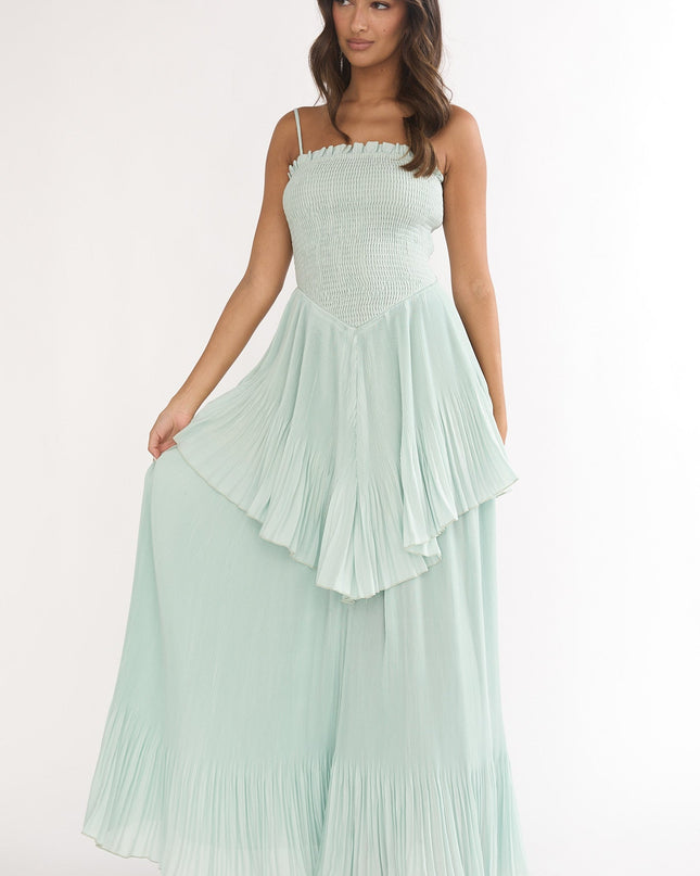 Sage Smocked Layered Maxi Dress