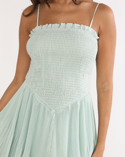 Sage Smocked Layered Maxi Dress