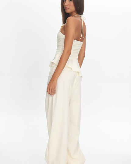 Cream Drawstring Balloon Pants