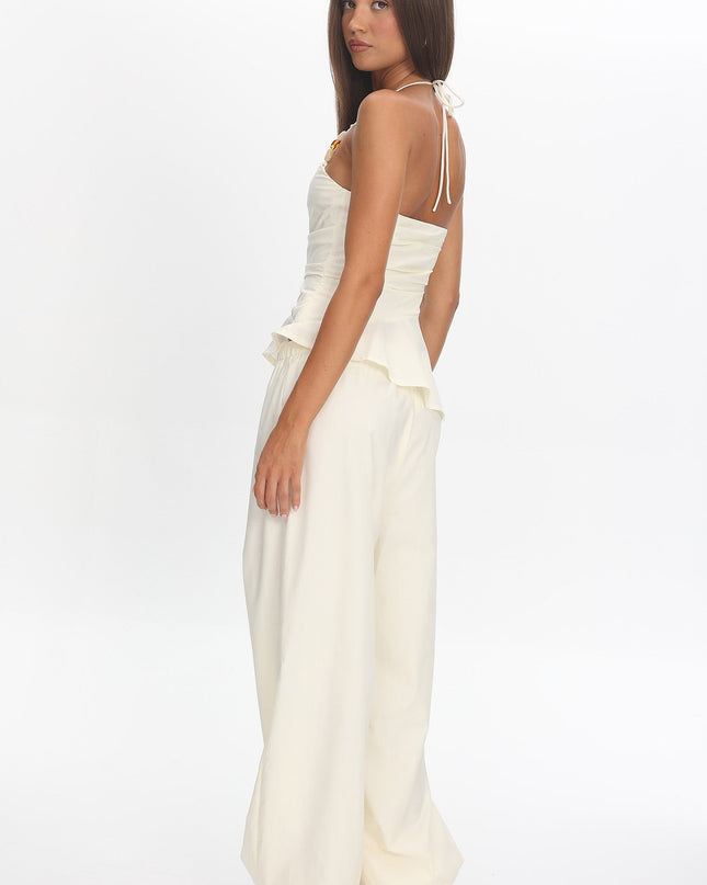 Cream Drawstring Balloon Pants