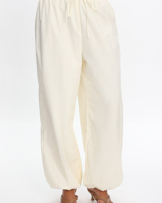 Cream Drawstring Balloon Pants