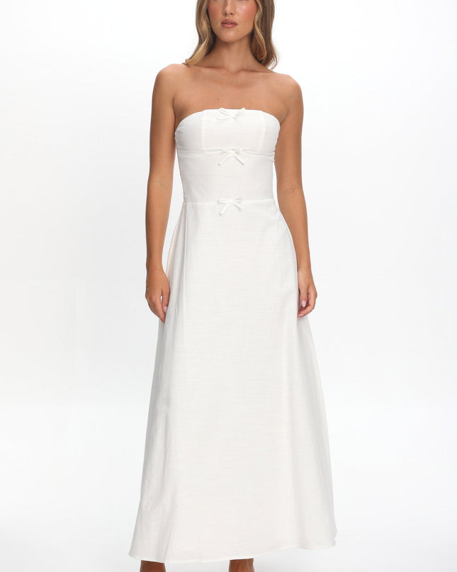 White Bow Bodice Maxi Dress