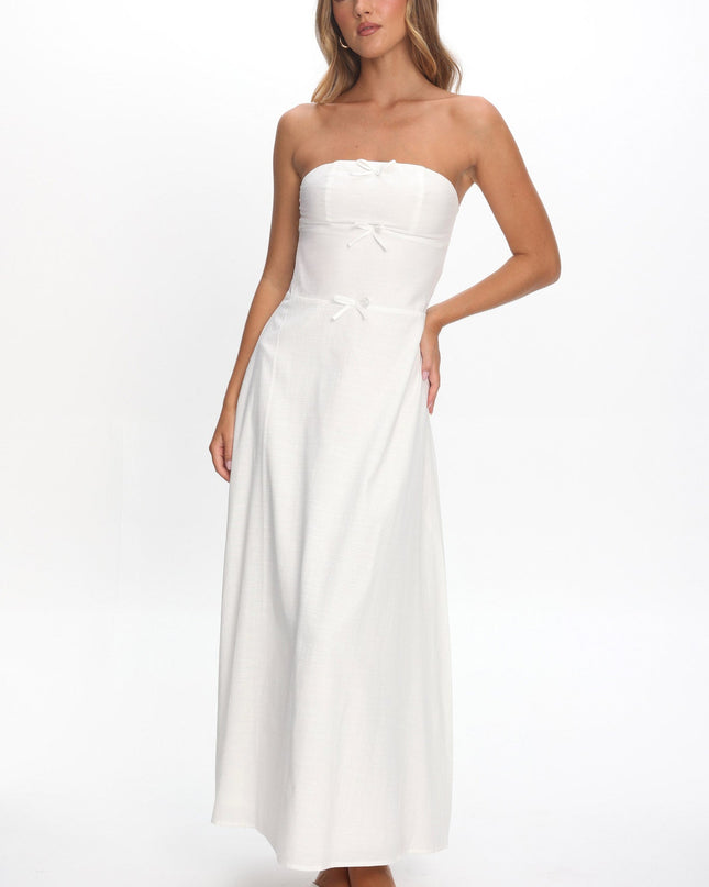 White Bow Bodice Maxi Dress