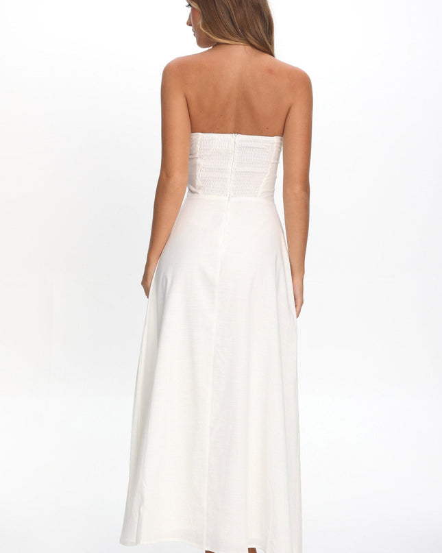 White Bow Bodice Maxi Dress