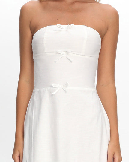 White Bow Bodice Maxi Dress