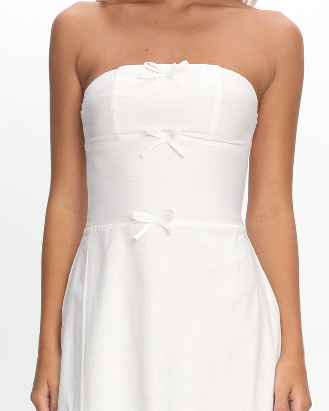 White Bow Bodice Maxi Dress