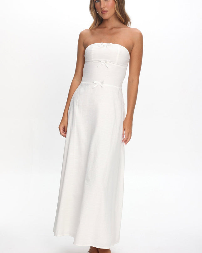 White Bow Bodice Maxi Dress