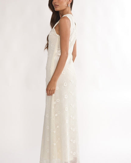 Oat Sleeveless Crochet Maxi Dress