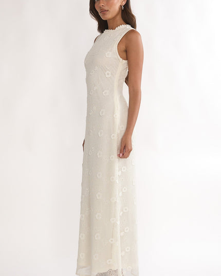 Oat Sleeveless Crochet Maxi Dress