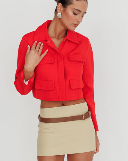 Red Cinder Crop Jacket
